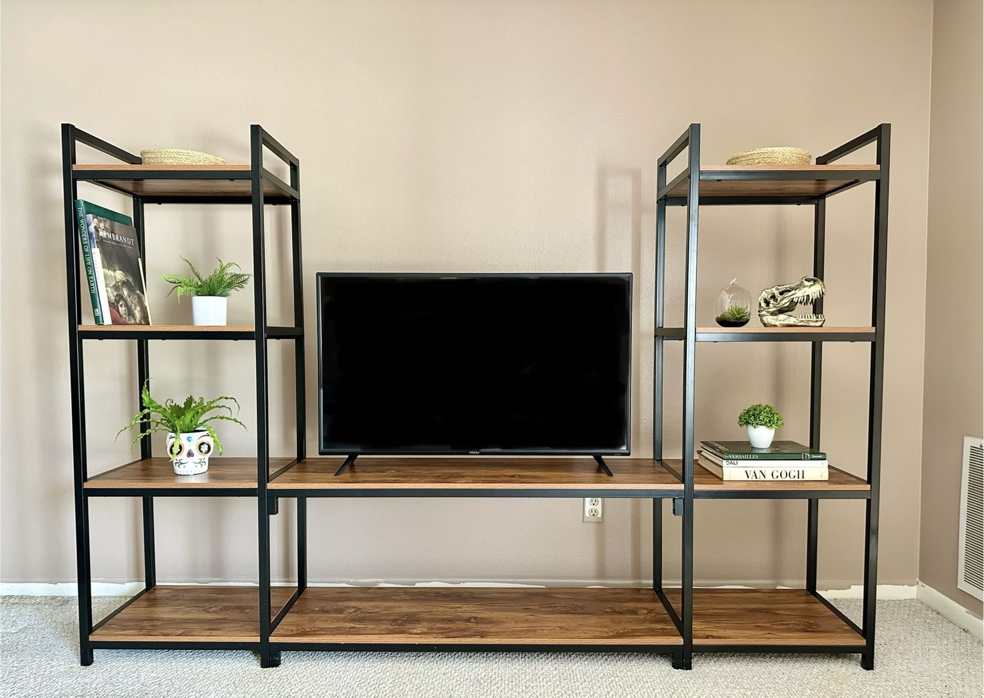 Large Entertainment Center With Two Attached Bookshelves
