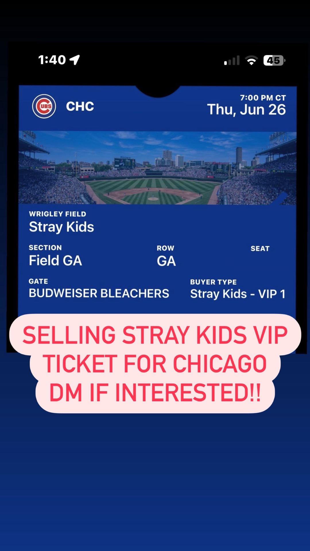 Stray kids VIP Ticket Chicago