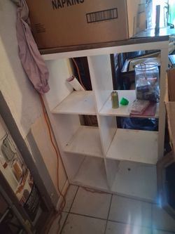 SHELVED BOOKCASE STORAGE CUBED $20 pick up only