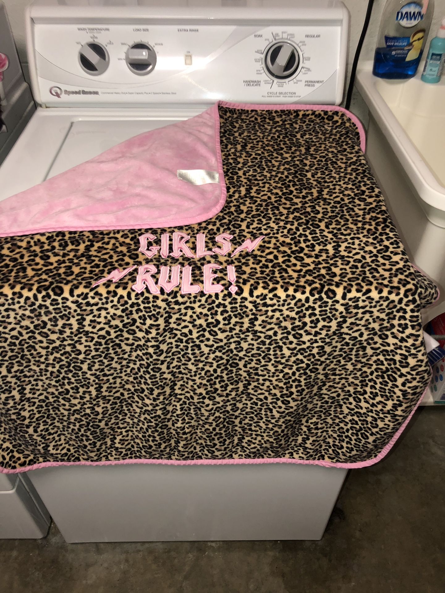 Pink and cheetah print baby blanket. Lightly used and clean. A little over 2.5ft x 3ft