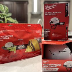 Milwaukee BOLT White Type 2 Class C Vented Safety Helmet with BOLT 600 Lumens LED REDLITHIUM Rechargeable Headlamp And Sun Visor 