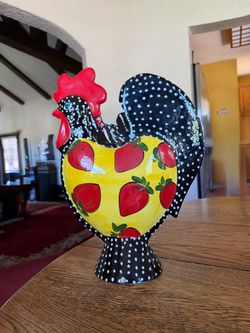 Turov Ceramic Rooster Hand Painted Art 14” EUC