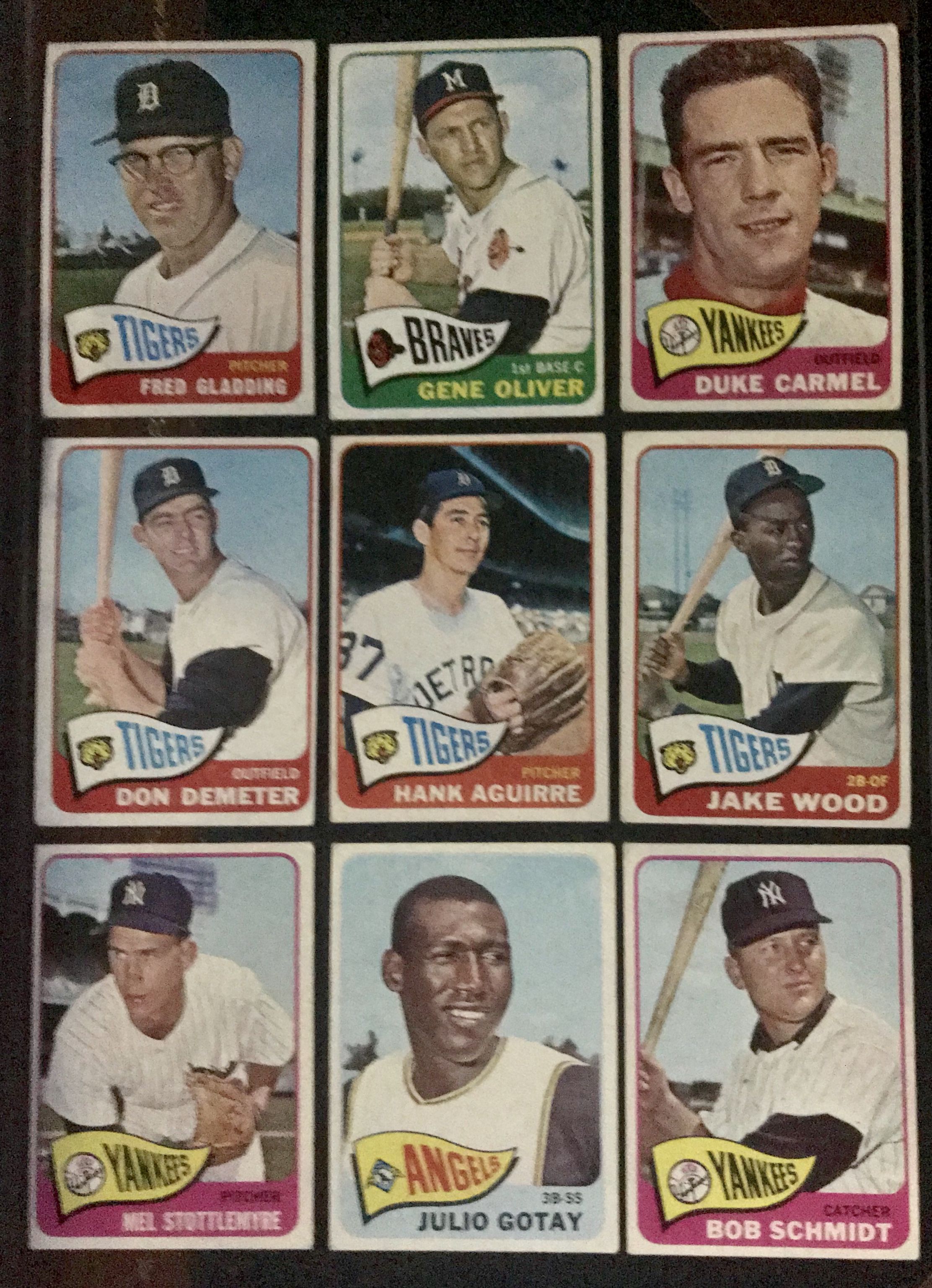 Nine Topps 1965 Cards. Six Of The Cards are High #’s