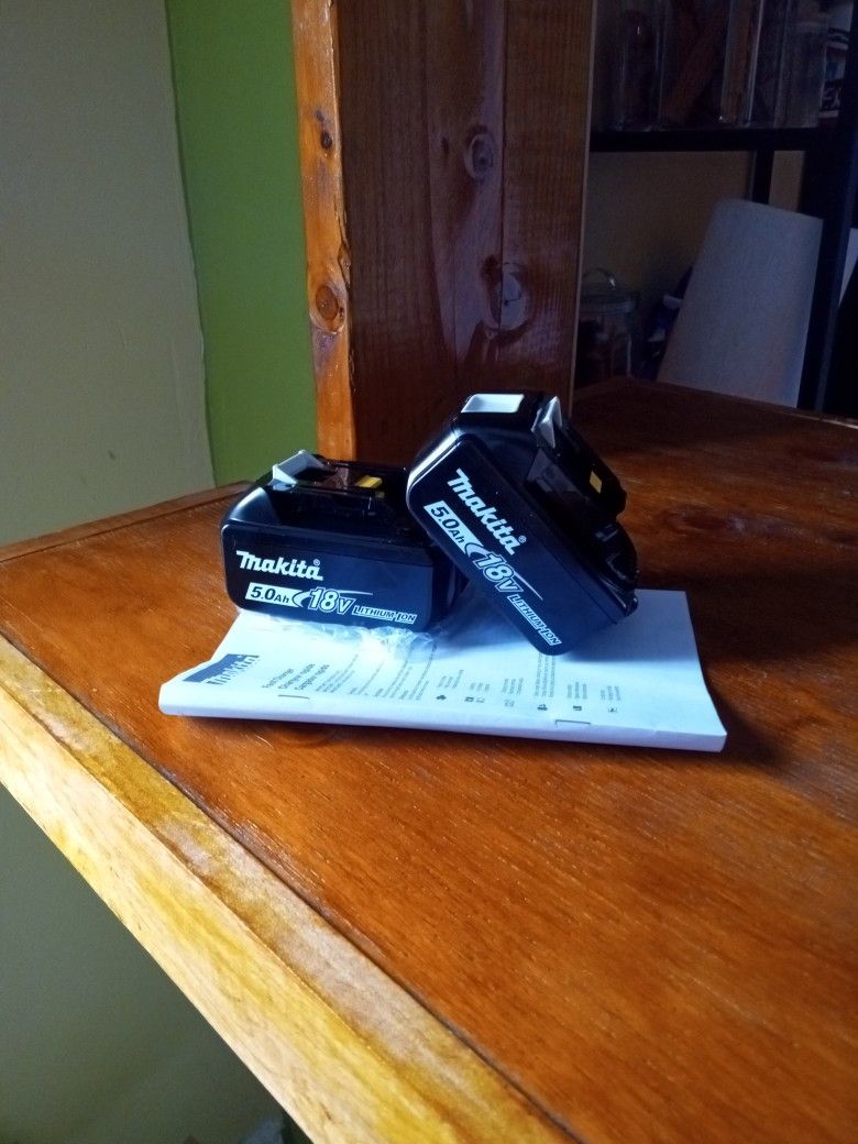 Makita. 18v New Batteries. 5.0. AH. Lithium
