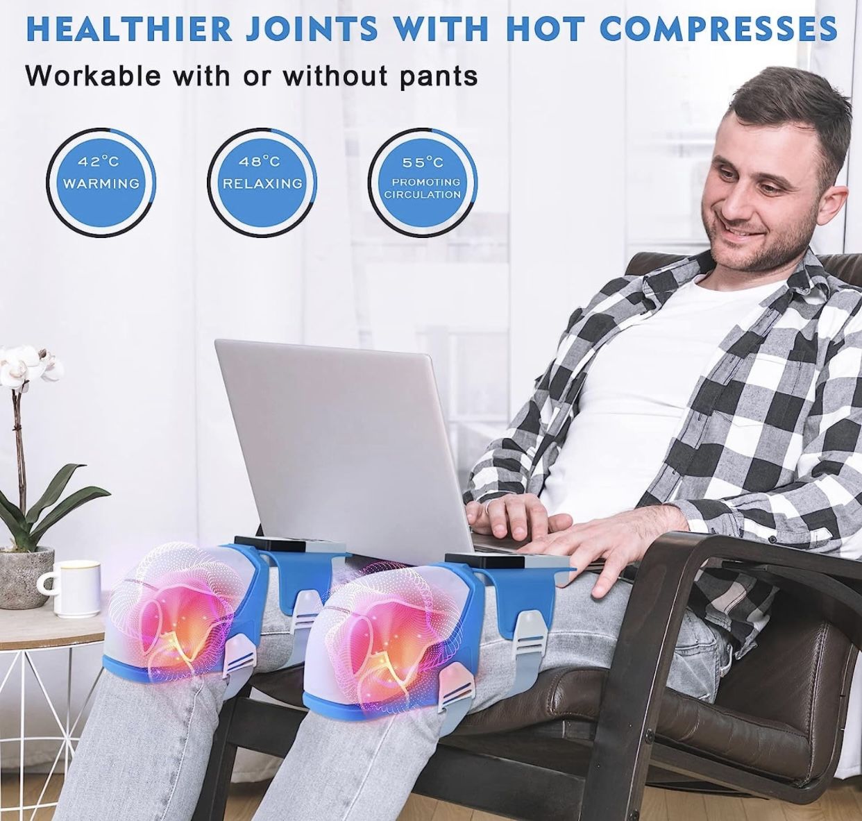 EMS Stimulator Knee Massager with Heat and Air Compression (FSA/HSA