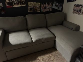 Convertible Sectional Sleeper Sofa, L Shaped Couch with Pull Out Bed, Large Storage Spaces