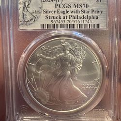 2024 (P) American Silver Eagle With Star Privy PCGS MS70