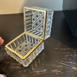 1940s Brass Hinged Cut Lead-Crystal Dresser Box