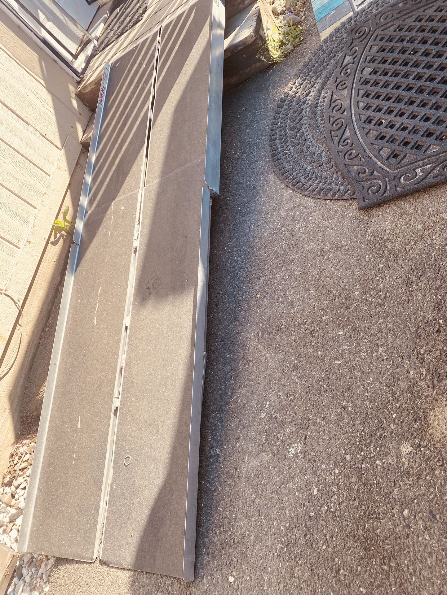 $$260 Foldable Aluminum travel ready wheelchair style ramp with nonskid surface 8ft long by 2ft 5” wide. We are getting a 2 feet smaller one. So this