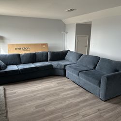 Living Spaces Denim Blue Sofa