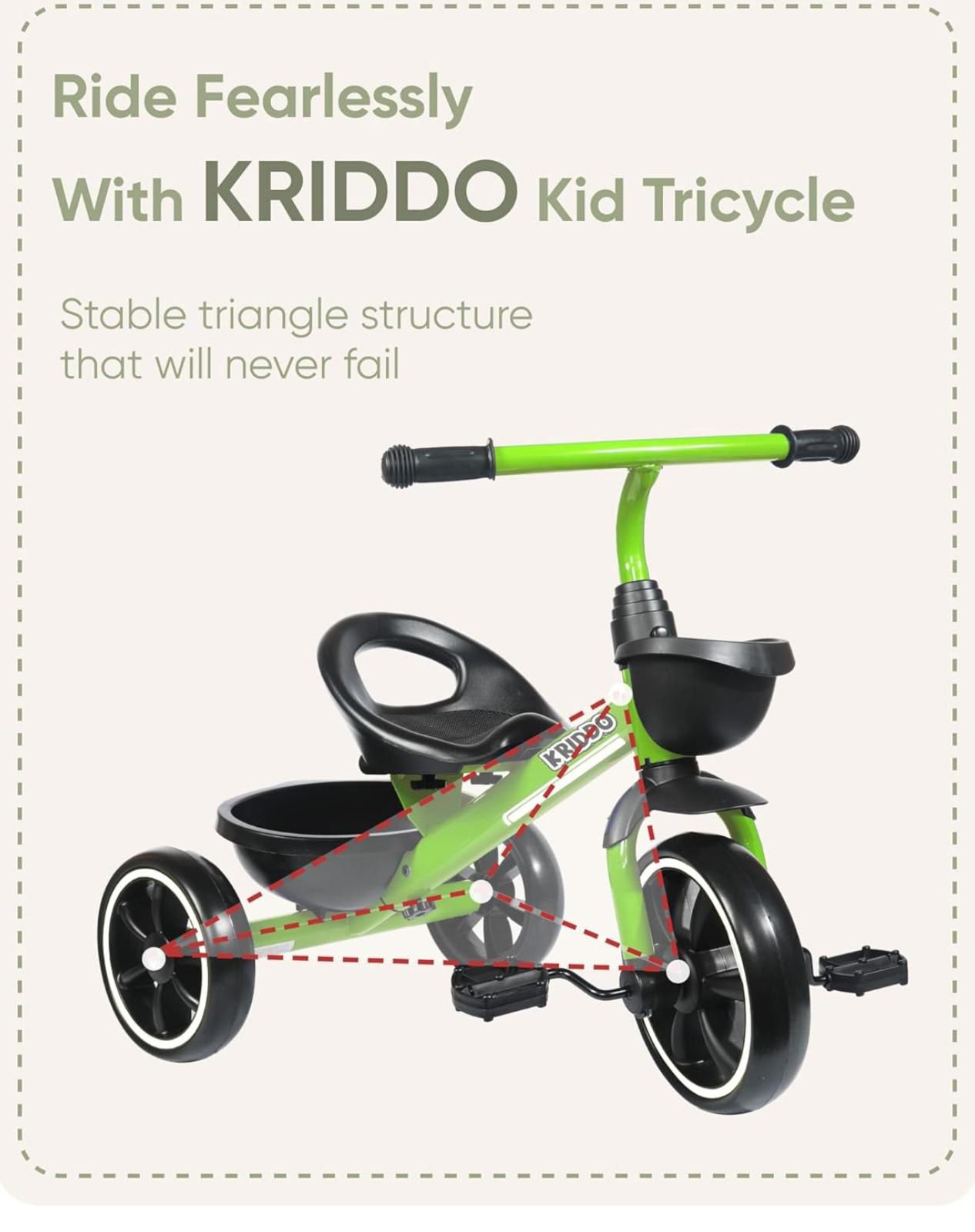 KRIDDO Tricycles Age 24 Month to 4 Years 