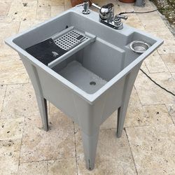 Outdoor Utility Sink w/ Faucet, P-Trap & Soap Dispenser