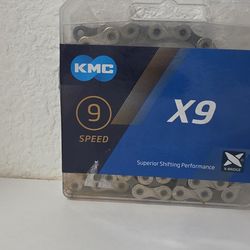 KMC X9 9-Speed X-Series Bicycle Chain | Compatible with Shimano, SRAM, Campagnolo and All Major Systems | Nickel Plate