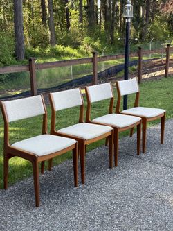 Set of 4 Danish Teak Dining Chairs by D-SCAN, Original Fabric, c. 1980s