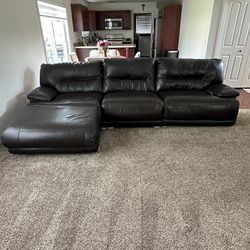 Authentic Leather Sofa & Loveseat With Pull Out Recliners 