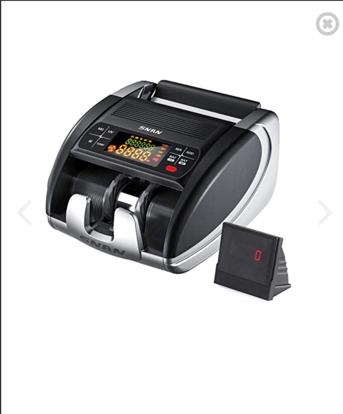 Money Counter Machine Portable, SNAN Bill Counting with UV/MG/IR Counterfeit Bill Detector, Cash Counter with Add/Batch Modes, Dual Displays, Hidden H