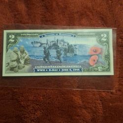 Colorized Ww2 2 Dollar Bill