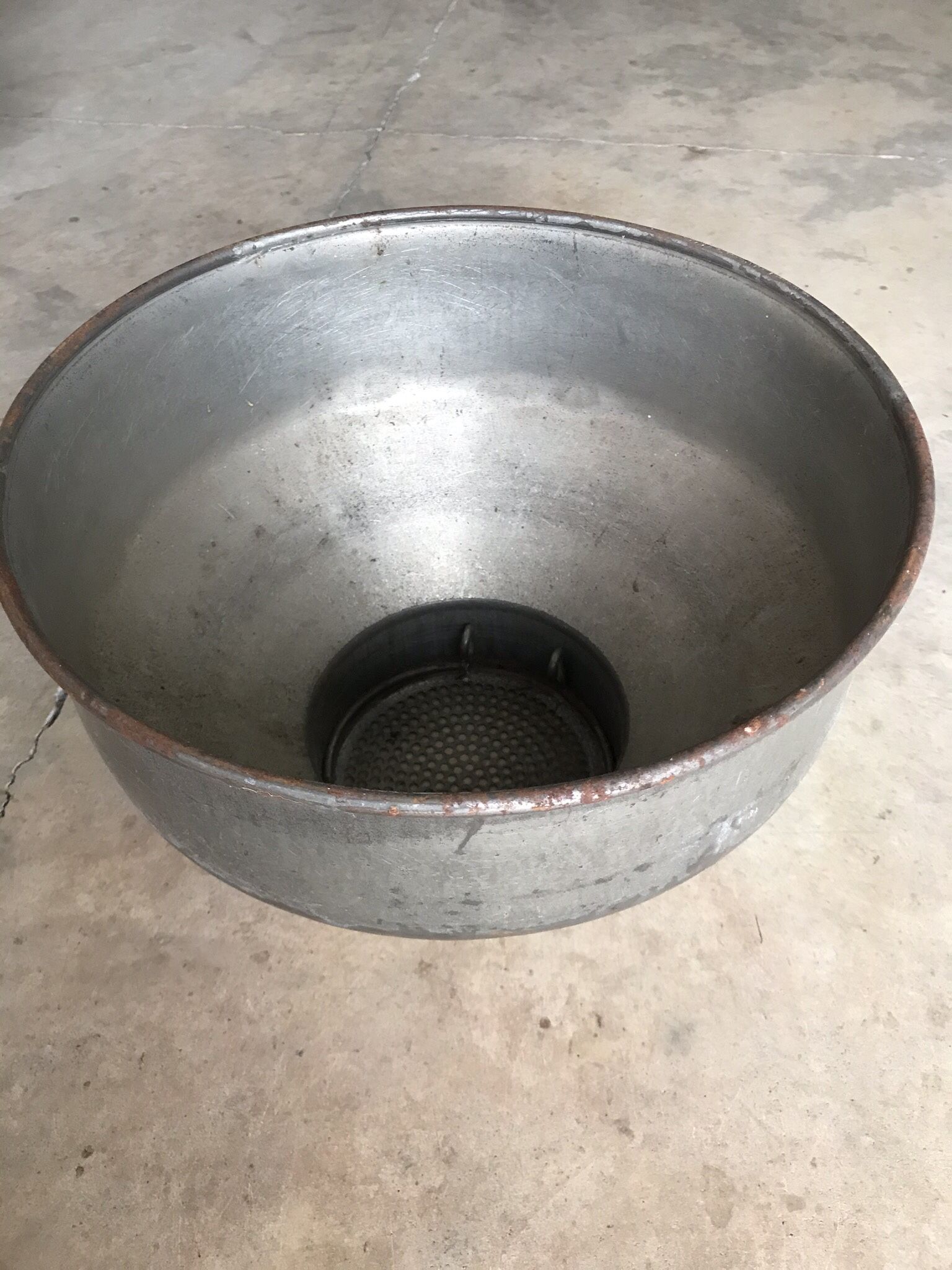 Vintage Galvanized Steel Milk Can Funnel With Removable Strainer Screen