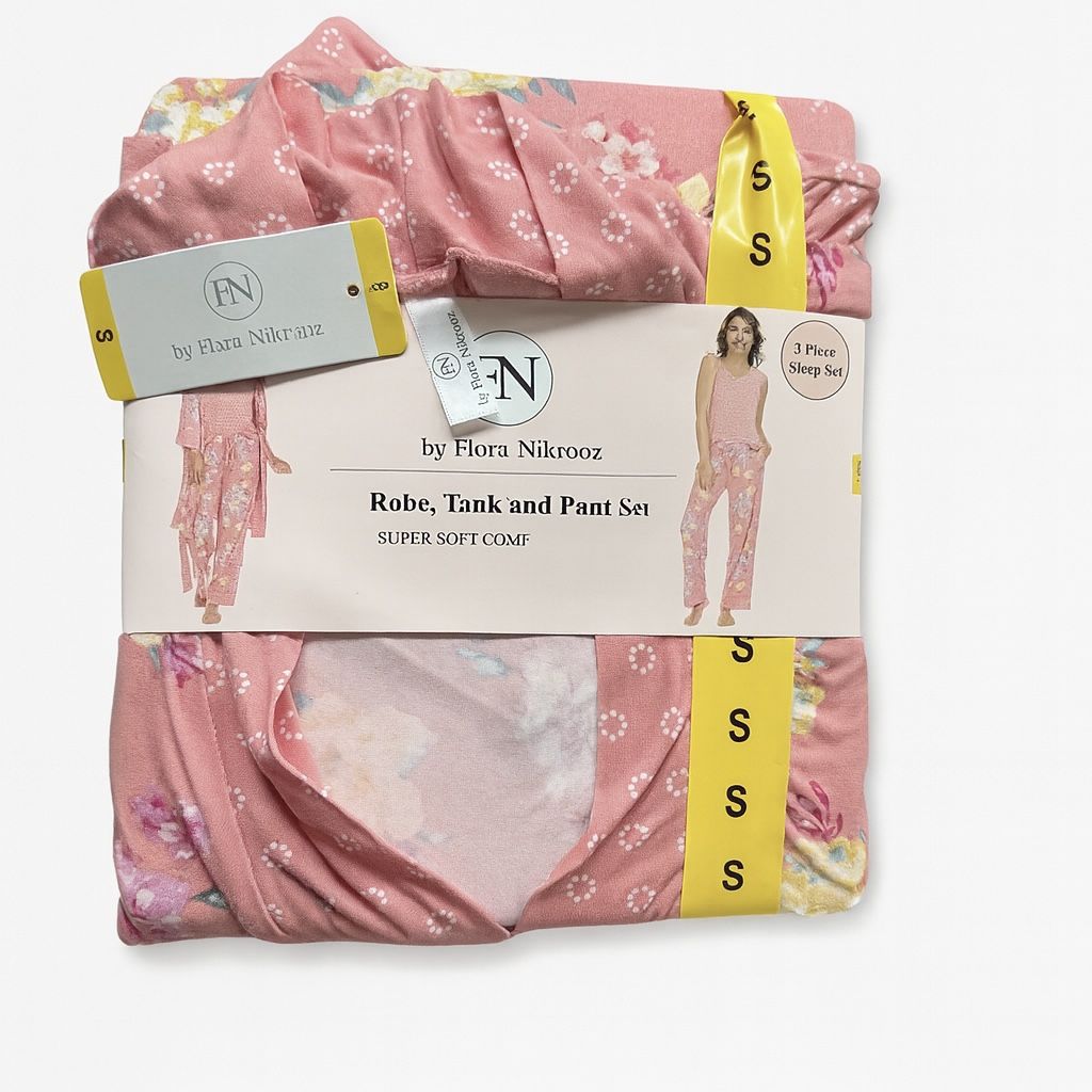 Flora Nikarooz 3 Piece Pink Small Robe Set