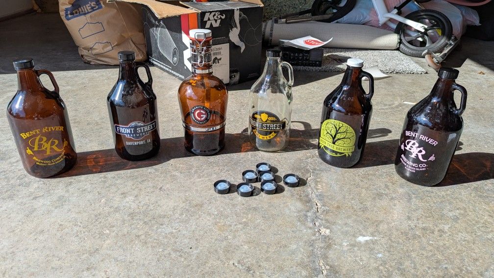 Assorted Glass Beer Growlers