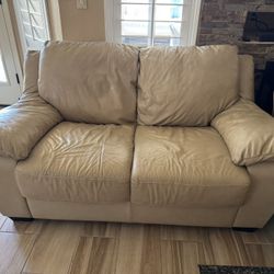 Free Leather Loveseat, And Chair With Ottoman