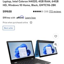 Gateway 11.6 Notebook Touchscreen