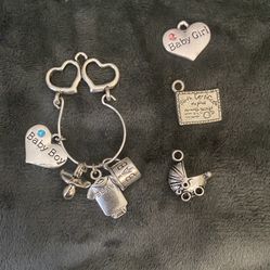 Baby Boy/Girl Charm Holder With Charms And Chain - Personalize !