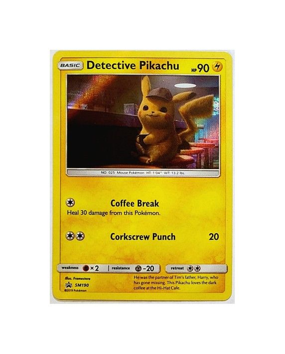 POKEMON DETECTIVE PIKACHU HOLO RARE SM190 SUN MOON BLACK STAR PROMO 2019