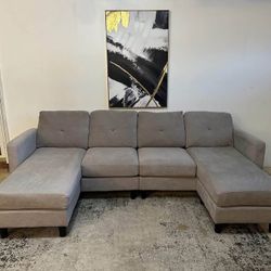 Gray 4-Seater U-Shape Sectional Sofa