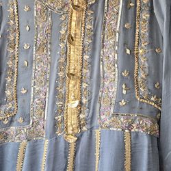 Beautiful 3 piece chiffon dress with choori dar shalwar