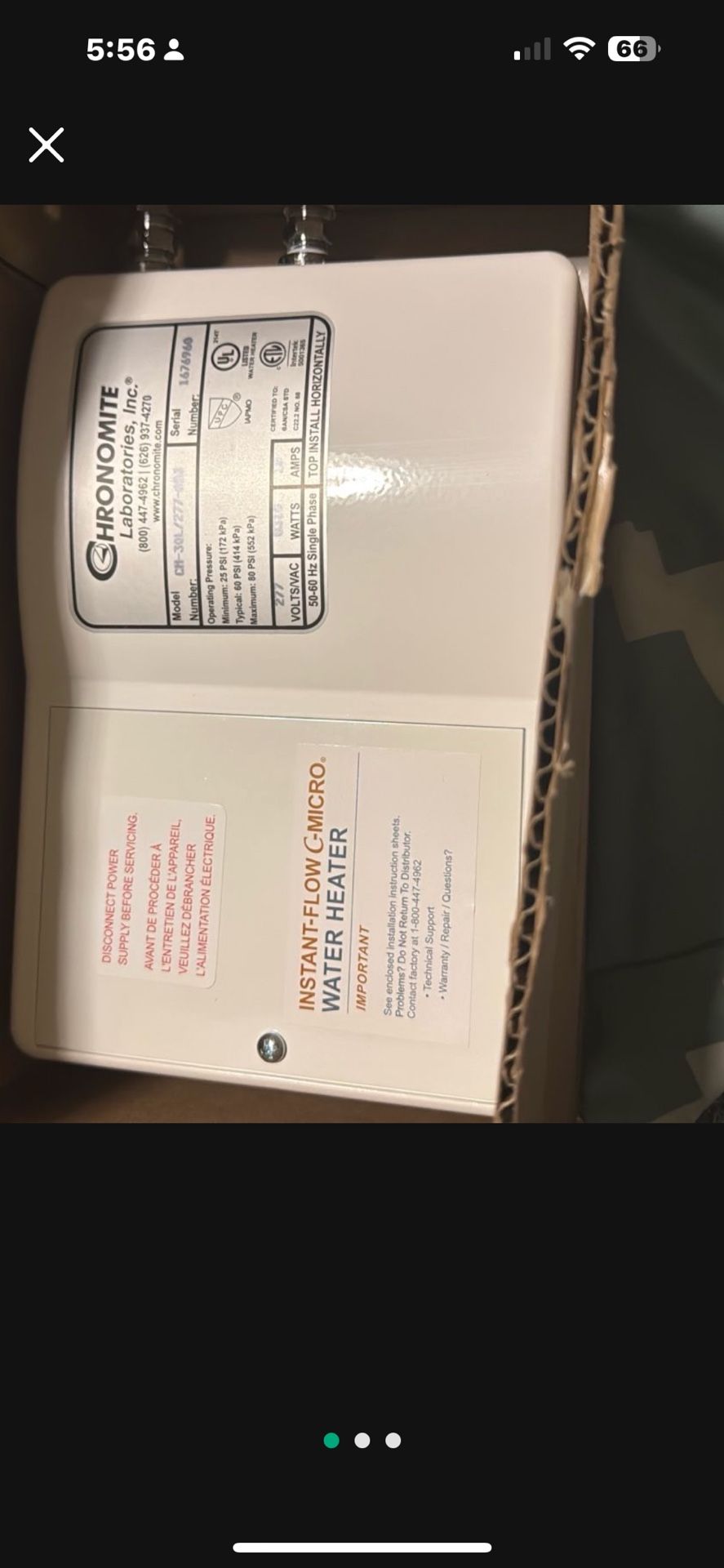 chronomite instant flow c micro water heater