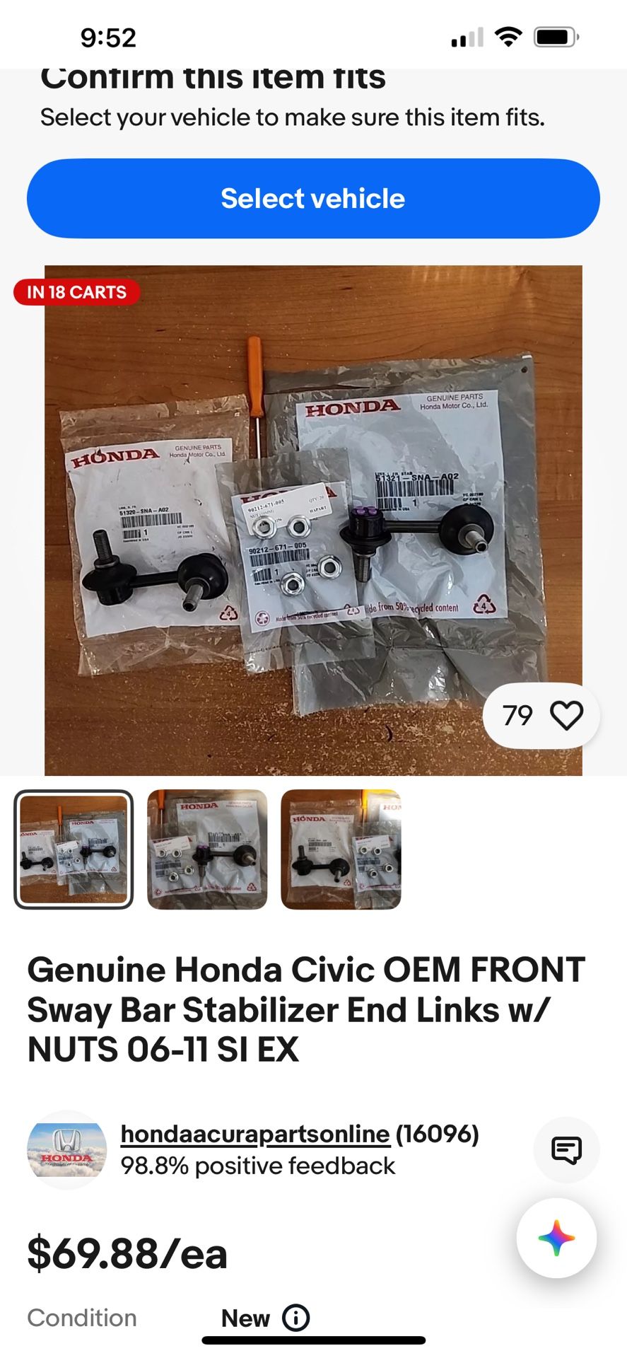 2006-2011 Honda Civic Stabilizer Links For Si Or Ex