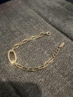 Lia Sophia Gold Tone Paperclip Link Bracelet Signed Adjustable Statement Jewelry