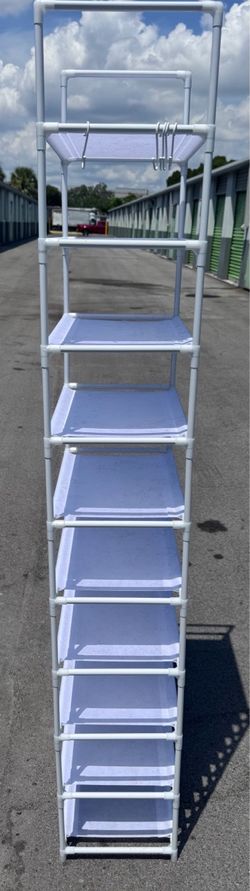 10-Tier Lightweight Shoe Rack & Storage Organizer (White)