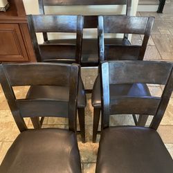 Dining Table Counter Height Farmhouse Style Includes Table, 4 Chairs And Bench