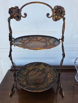 Vintage Two-Tier Metal Cake Stand