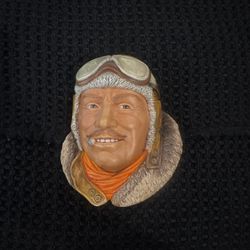 Vintage Bossons Chalkware Head Pilot Bust Sculpture 