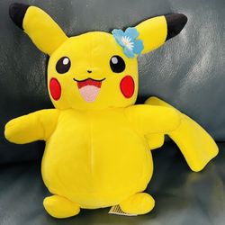 Pokemon 8” Pikachu Blue Flower Aloha Plush