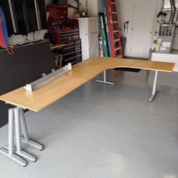 Large Ikea desk With File Cabinets And Drawers