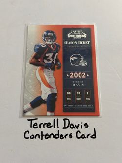 Terrell Davis Denver Broncos Hall of Fame RB Contenders Card.