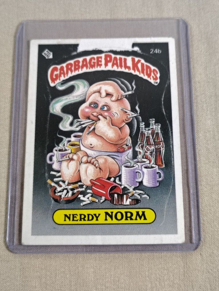 Original 1985 Garbage Pail Kid Card Nerdy Norm 24b.