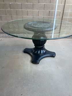 Round Glass Top Pedestal Dining Table