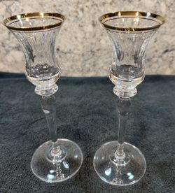 - Vintage - Candlesticks “Jamestown Clear (Gold Trim)” By:  MIKASA