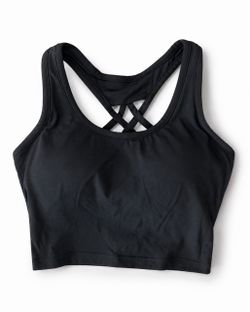 Black Strappy Back Sports Bra - Women activewear