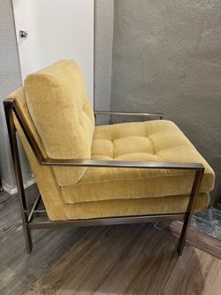 Gold  Tufted Accent Chair Metal Frame