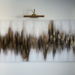 Large Abstract Gold & Black Canvas + Wall Light — $100