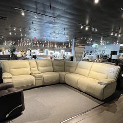 Beige 6pc Power Reclining Sectional Couch