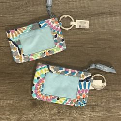 Vera Bradley Zip-Up Change Purse + ID Card Holder Keychains
