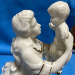 Vintage Baum Bros. Formalities Fine Porcelain Woman And Child Not A Musics Box
