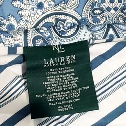 Ralph Lauren Queen Deep Blue Paisley Plush Comforter with 2 Shams & Dust Ruffle 